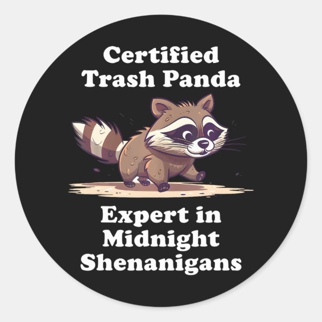 Pegatina Redonda Raccoon Kawaii de Trash Panda Funny (Anverso)