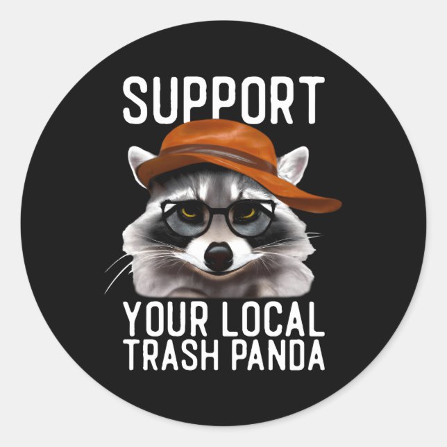 Pegatina Redonda Raccoon Raccoon Trash Panda (Anverso)