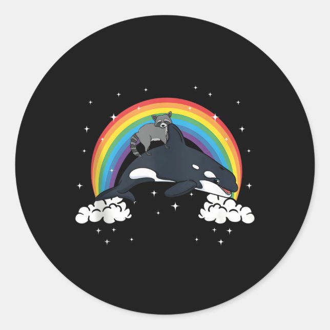 Pegatina Redonda Raccoon Raccoons Trash Panda Orca Ballena Er (Anverso)