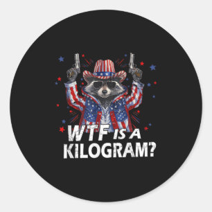 Pegatina Redonda Raccoon Usa Wtf Es Kg Feral Amer