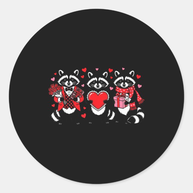 Pegatina Redonda Raccoon Valentines Day Funny Feral Raccoon Love He (Anverso)