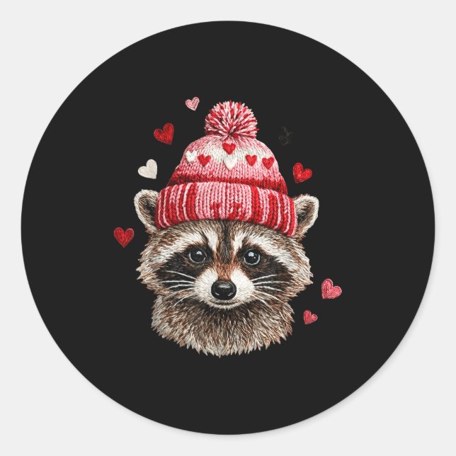 Pegatina Redonda Raccoon Valentines Day Funny Feral Raccoon Love He (Anverso)