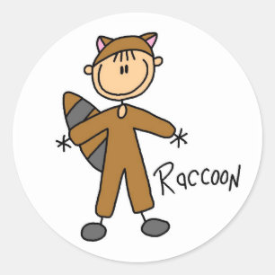 Pegatina Redonda Raccoon Vestir camisetas y regalos