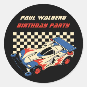 Pegatina Redonda Race Car