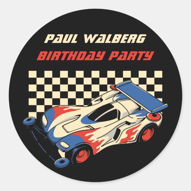 Pegatina Redonda Race Car (Anverso)