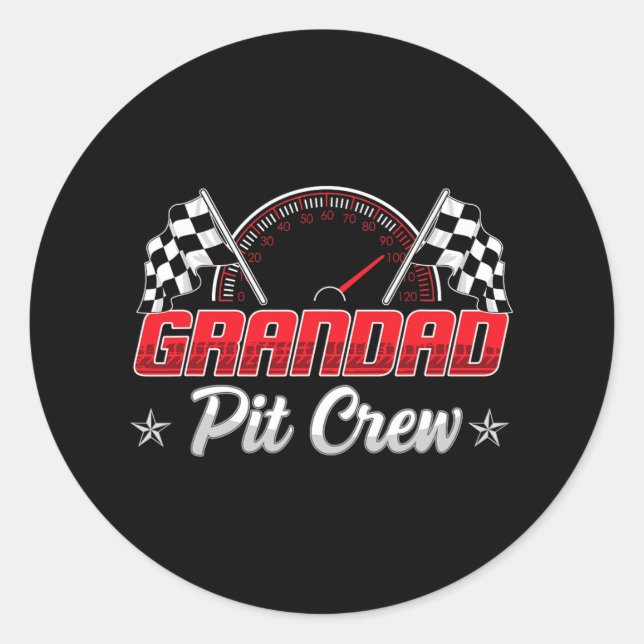 Pegatina Redonda Race Car Birday Party Carreras Familia Grandad Pit (Anverso)