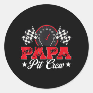 Pegatina Redonda Race Car Birday Party Carreras Familia Papa Pit Cr