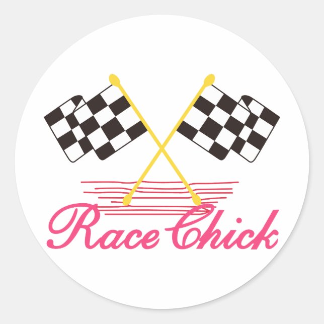 Pegatina Redonda Race Chick (Anverso)