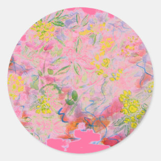 Pegatina Redonda racimo de flores pastel