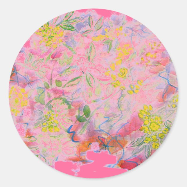 Pegatina Redonda racimo de flores pastel (Anverso)