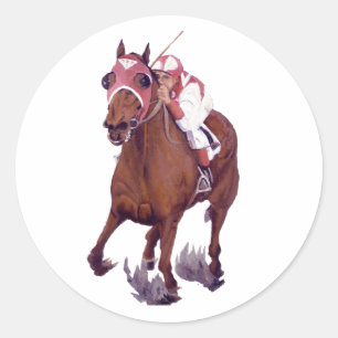 Pegatina Redonda Racing Thoroughbred es el caballo ganador