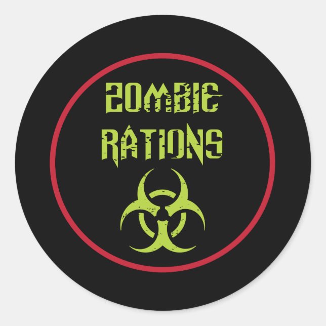 Pegatina Redonda Raciones de Zombie Infectado (Anverso)