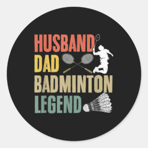 Pegatina Redonda Racket Lanzadera Deporte Hobby Esposo Papá Bádmint