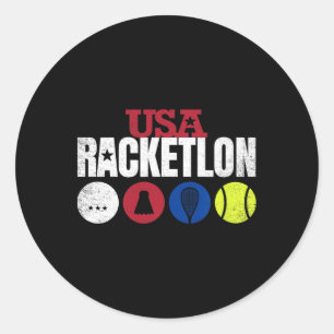 Pegatina Redonda Racketlon - Tenis de mesa Badminton Tenn