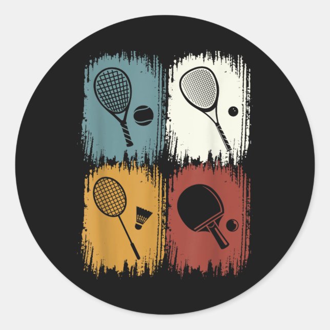 Pegatina Redonda Racketlon, Tournament Sport With 4 Disciplines  (Anverso)