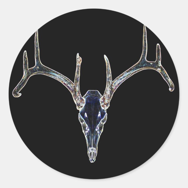 Pegatina Redonda Rackgrafix Neon Buck Skull Pegatina, redonda (Anverso)