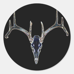Pegatina Redonda Rackgrafix Neon Buck Skull Pegatina, redonda