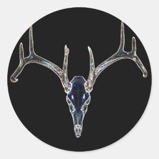 Pegatina Redonda Rackgrafix Neon Buck Skull Pegatina, redonda