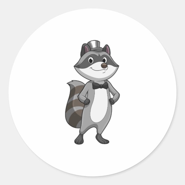 Pegatina Redonda Racoon como Groom con el empate (Anverso)