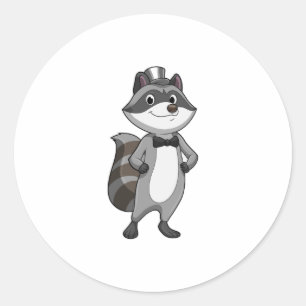 Pegatina Redonda Racoon como Groom con el empate