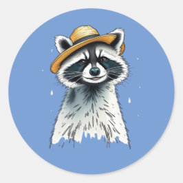 Pegatina Redonda Racoon de la basura corta