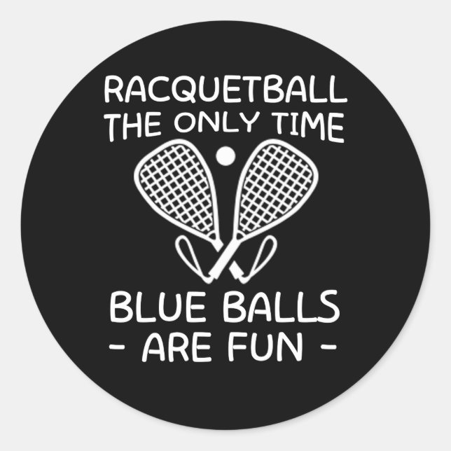 Pegatina Redonda Racquetball PlayerTime Blue Balls Fun (Anverso)
