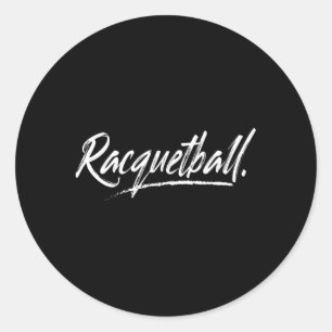 Pegatina Redonda Racquetball Y En Una Fuente Agresiva