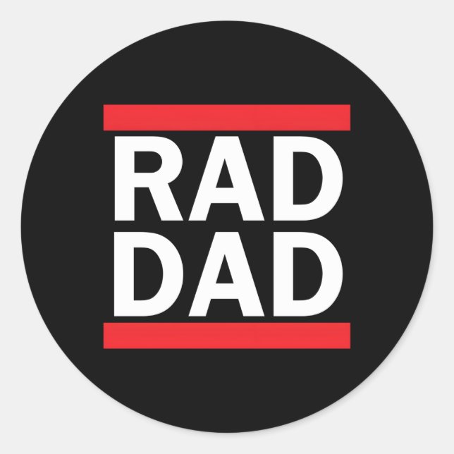 Pegatina Redonda Rad Dad Feliz Día Del Padre (Anverso)