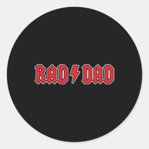 Pegatina Redonda Rad Dad Guay Vintage Rock Y Rolling Funny Fathers 