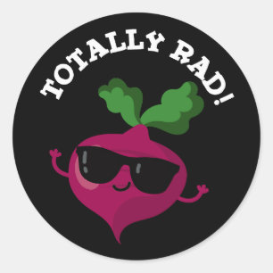 Pegatina Redonda Rad Funny Veggie Radish Pun Dark BG