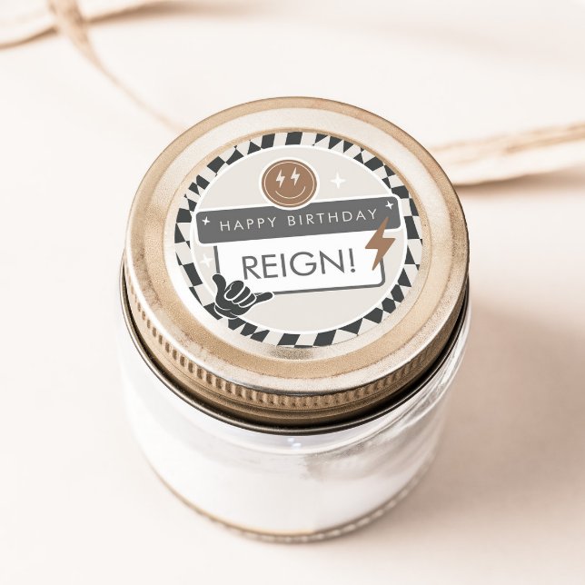 Pegatina Redonda Rad Guay Dude | Boys Retro Skater Cumpleaños (Subido por el creador)