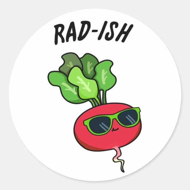 Pegatina Redonda Rad-ish Funny Vegetable Radish Pun (Anverso)