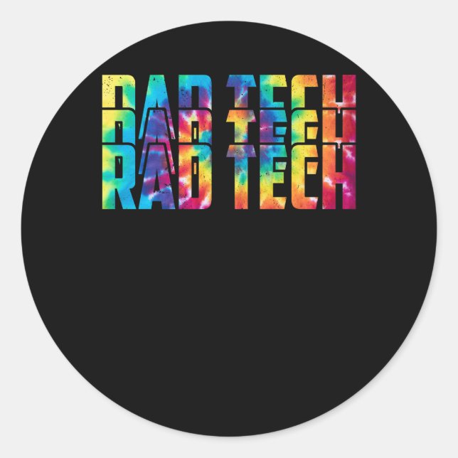 Pegatina Redonda Rad Tech Radiologic Apreciación Day Tie Dye Techn (Anverso)