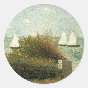 Pegatina Redonda Rade de Grandcamp de Georges Seurat, Arte Antiguo
