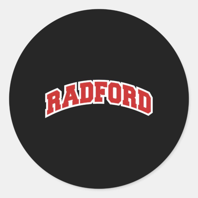 Pegatina Redonda Radford Virginia Varsity Style (Anverso)