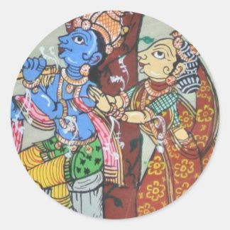 Pegatina Redonda Radha Krishna Love