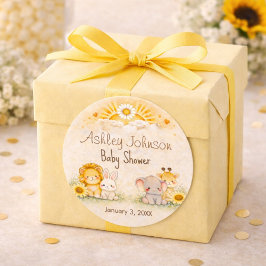 Pegatina Redonda Radiant Safari Sun Jungle Emblem