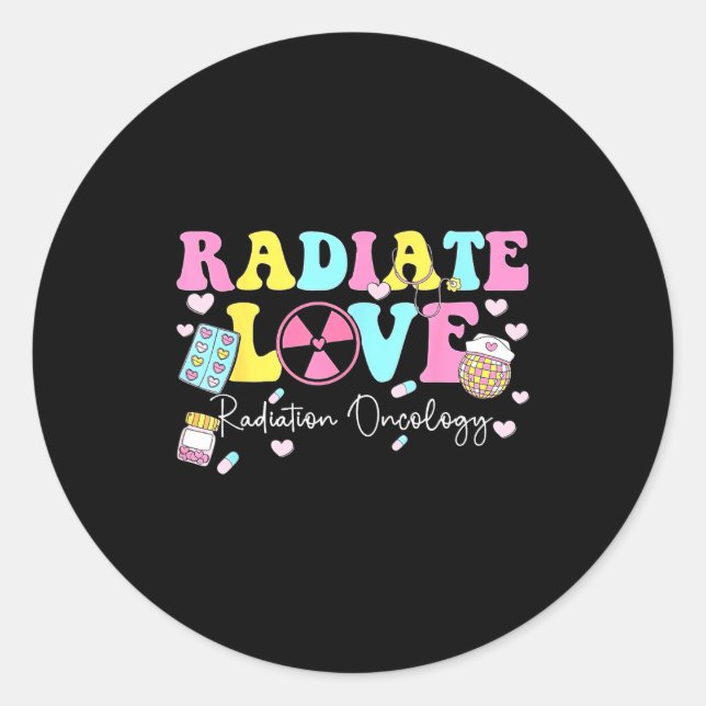Pegatina Redonda Radiate Love Radiation Oncology Valentine's Day Ra (Anverso)