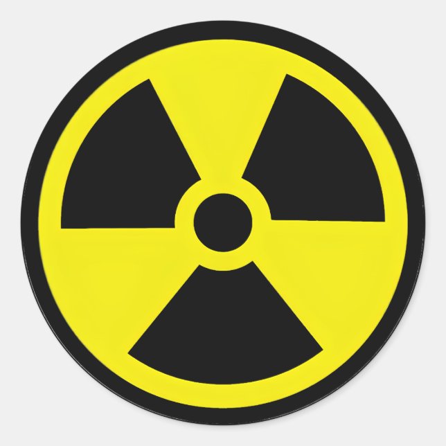 Pegatina Redonda Radiation Danger Symbol (Anverso)