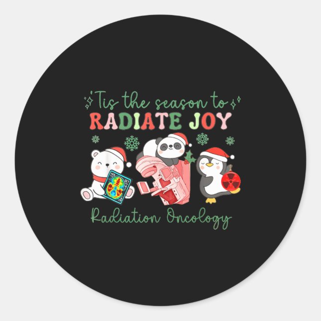 Pegatina Redonda Radiation Therapy Christmas Radiation Therapy Radi (Anverso)