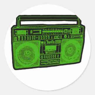 Pegatina Redonda radio boombox ghetto blaster