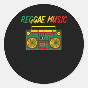 Pegatina Redonda Radio Cassette Jamaica colorida amante de la músic