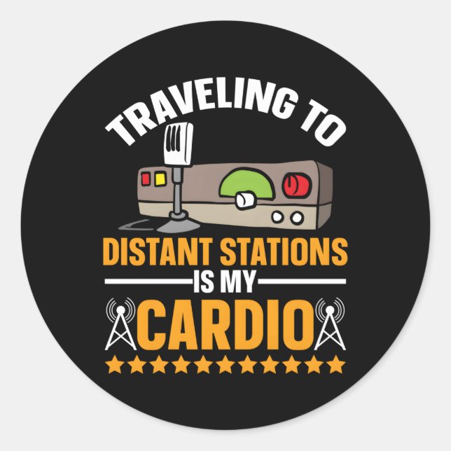 Pegatina Redonda Radio De Ham Amateur Radio Y Operador De Radio Ham (Anverso)