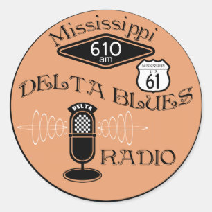 Pegatina Redonda Radio Delta Blues de Misisipi