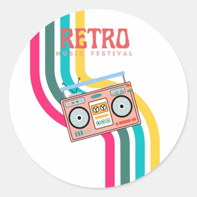 Pegatina Redonda Radio Retro (Anverso)