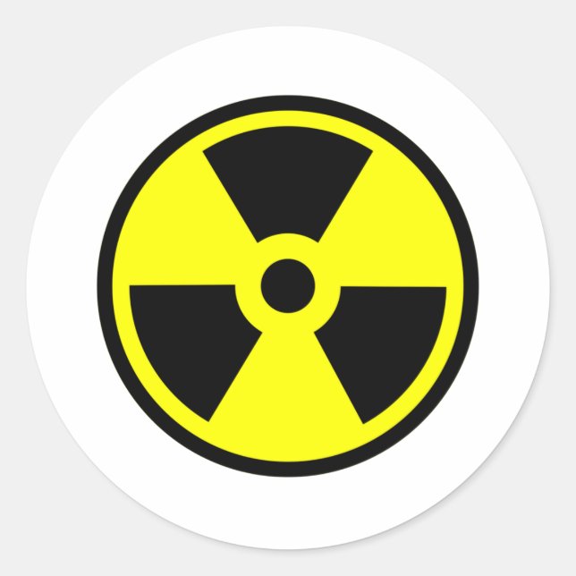 Pegatina Redonda Radioactive Yellow And Black Symbol (Anverso)