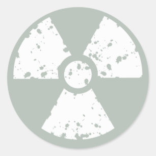 Pegatina Redonda Radioactivo gris ash