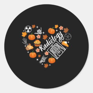 Pegatina Redonda Radiología Cae Xray Tech Calabaza otoñal