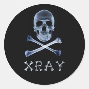 Pegatina Redonda RADIOLOGÍA DE LA bandera de XRAY PIRATE JOLLY ROGE