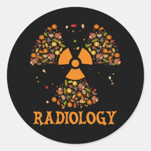 Pegatina Redonda Radiología de otoño Radiología de Acción de Gracia